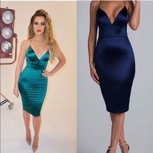 Gorgeous Navy Satin Khloe Dress 👗 Sexy Back.
